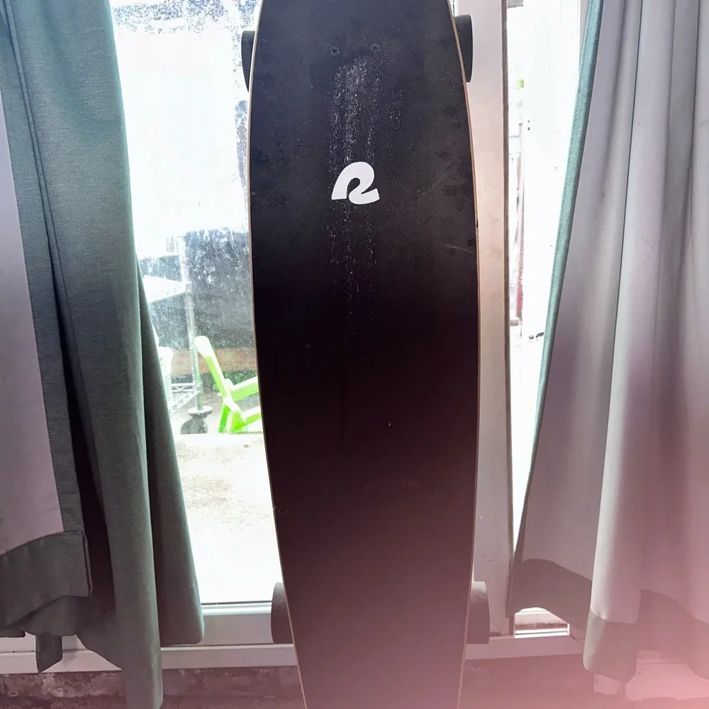 Bamboo Longboard with Blue Leaf Design